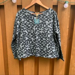 EUC- THE RELAXED LONG SLEEVE TOP - CHECKS IN MIDNIGHT- 3